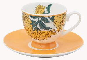 Komplet filiżanek ze spodkiem z porcelany Alice Yellow, 6 elem