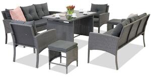 Meble ogrodowe z technorattanu z pufami Bari Apetito 8 Garden Point antracyt