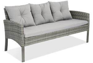Sofa trzyosobowa z technorattanu Bari Garden Point jasnoszara