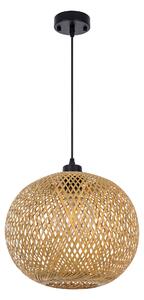 SUFITOWA LAMPA WISZĄCA BAMBUSOWA BOHO PLECIONY ŻYRANDOL DO SYPIALNI I SALONU 30 CM