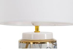 Ceramiczna lampa stołowa w biało-złotym kolorze z tekstylnym kloszem (wys. 48 cm) Glam Abstract – Mauro Ferretti