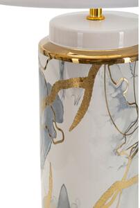 Ceramiczna lampa stołowa w biało-złotym kolorze z tekstylnym kloszem (wys. 48 cm) Glam Abstract – Mauro Ferretti