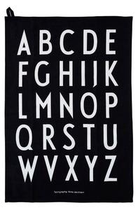 Czarna bawełniana ściereczka Design Letters Alphabet, 40x60 cm
