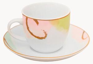Komplet filiżanek ze spodkiem z porcelany Acquerello, 6 elem