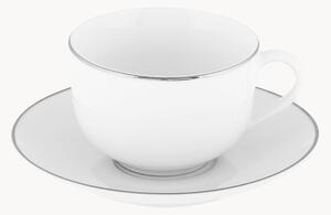Komplet filiżanek ze spodkiem z porcelany Platinum Chic, 4 elem