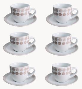 Komplet filiżanek ze spodkiem z porcelany Tabata, 6 elem
