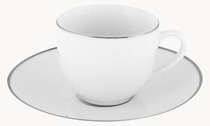 Komplet filiżanek ze spodkiem z porcelany Platinum Chic, 6 elem