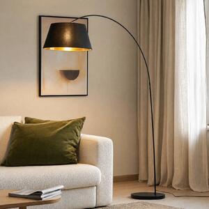 Lampa łukowa - lampa stojąca Esti Lindby, czarny, salon / jadalnia, tkanina / materiał / jedwab, nowoczesny