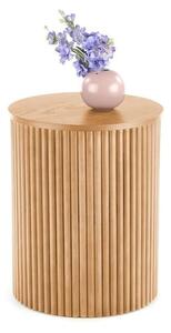 Wąski drewniany stolik kawowy nocny ⌀40 cm | Umeblowana.com
