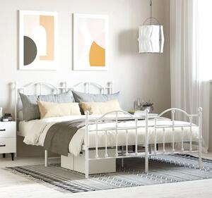 Białe metalowe łóżko małżeńskie 140x200 cm - Wroxo