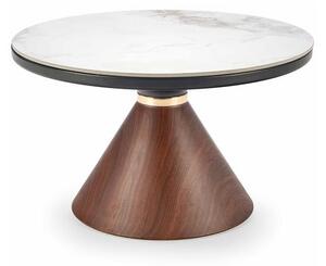 Designerska okrągła ława kawowa orzech z marmurem | Umeblowana.com