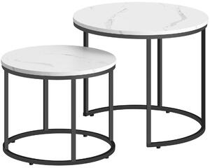 Okragłe marmurowe stoliki kawowe 2w1 2 sztuki - Gianis 3X