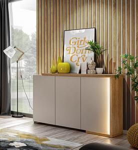 Szeroka szafka z półkami i oświetleniem 150 cm | Umeblowana.com