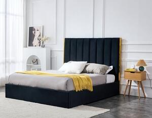 Czarne welurowe łóżko w stylu glam | Umeblowana.com