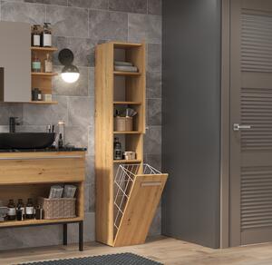 Szafka łazienkowa z koszem dąb artisan | Umeblowana.com