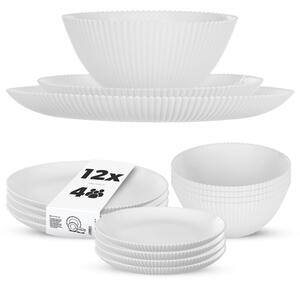 Zestaw obiadowy Regno salaterka 20 cm + talerz deserowy + talerz płytki biały 4 kpl