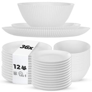 Zestaw obiadowy Regno salaterka 20 cm + talerz deserowy + talerz płytki biały 12 kpl