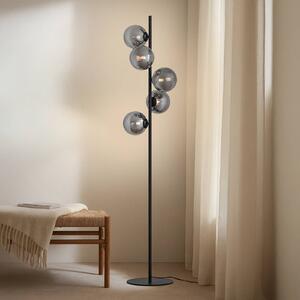 Lampa stojąca Orbelia Lindby, czarny, salon / jadalnia, szkło, nowoczesny