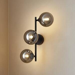 Kinkiet Orbelia Lindby, możliwość ściemniania, czarny, salon / jadalnia, szkło, nowoczesny