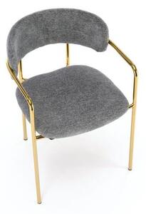 Złote krzesło z szarą tapicerką glam | Umeblowana.com