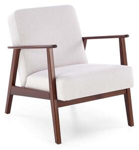 Drewniany fotel retro jasny beż | Umeblowana.com