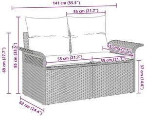 Sofa ogrodowa z poduszką beżowy 141 x 62 x 69cm polirattan