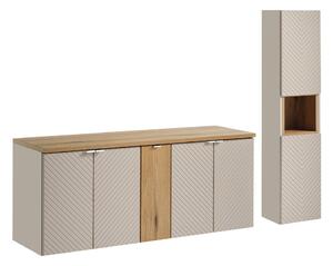 Komplet mebli łazienkowych 140 cm ze słupkiem | Umeblowana.com
