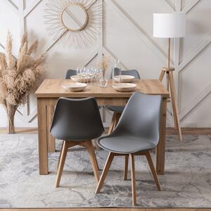 Zestaw Stół Prostokątny SKUBI Rozkładany 120-160 cm Dąb Artisan i 4 Krzesła SCANDI Szare/Dąb