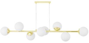 LAMPA WISZĄCA SUFITOWA ŻYRANDOL NOWOCZESNA ZŁOTO KLASYCZNE BIAŁE KULE FINO 8 LED