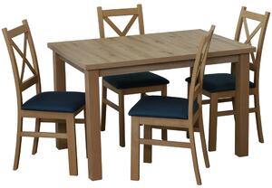 Zestaw stół 120x80 Dąb Artisan z 4 krzesłami do kuchni jadalni Dąb Artisan/Turkus M014-4