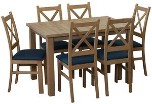 Zestaw stół 120x80 Dąb Artisan z 6 krzesłami do kuchni jadalni Dąb Artisan/Turkus M014-6