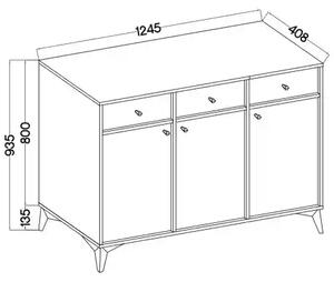 Komoda z szufladami do salonu Sakai 1 3F 3S T827 Beżowy
