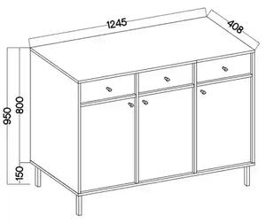Komoda z szufladami do salonu Sakai 2 3F 3S T827 Beżowy