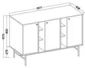 Komoda trzydrzwiowa do salonu Sakai 3 3F T823 Beżowy