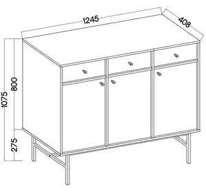 Komoda z szufladami do salonu Sakai 3 3F 3S T827 Beżowy