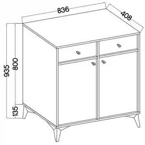 Komoda z szufladami do salonu Sakai 1 2F 2S T826 Eukaliptus