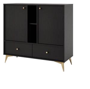 Komoda z szufladami do salonu Sakai 1 2F 2S T825 Czarny