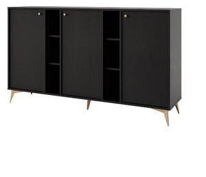 Komoda trzydrzwiowa do salonu Sakai 1 3F T823 Czarny