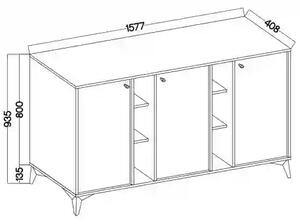 Komoda trzydrzwiowa do salonu Sakai 1 3F T823 Czarny
