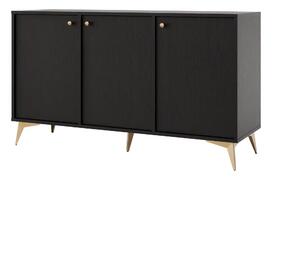 Komoda trzydrzwiowa do salonu Sakai 1 3F T813 Czarny