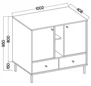 Komoda z szufladami do salonu Sakai 2 2F 2S T825 Eukaliptus