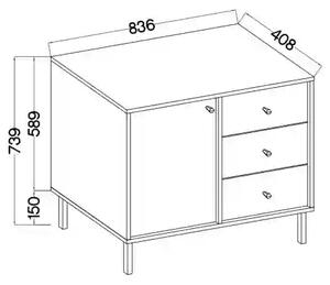 Komoda z szufladami do salonu Sakai 2 1F 3S T814 Eukaliptus