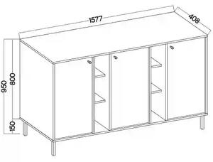 Komoda trzydrzwiowa do salonu Sakai 2 3F T823 Czarny