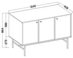 Komoda trzydrzwiowa do salonu Sakai 3 3F T813 Czarny