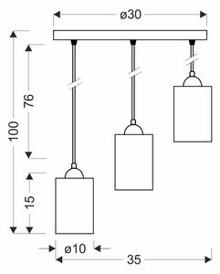 Czarna lampa wisząca z trzema ozdobnymi kloszami V138 D9-N13