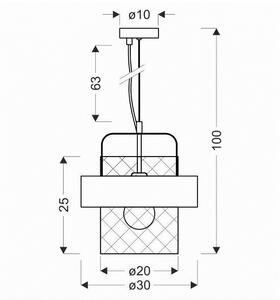 Industrialna lampa wisząca z siateczkowym kloszem - V147-Modavi