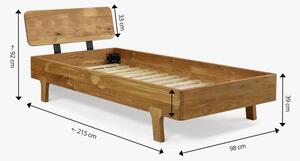 Łóżko pojedyncze wykonane z litego drewna dębowego 90 x 200 cm