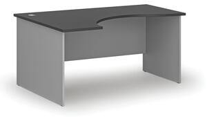 Biurko biurowe ergonomiczne PRIMO GRAY, 1600 x 1200 mm, lewe, szary/grafit
