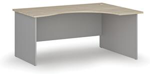 Biurko biurowe ergonomiczne PRIMO GRAY, 1600 x 1200 mm, prawe, szary/dąb naturalny