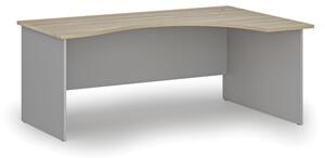 Biurko biurowe ergonomiczne PRIMO GRAY, 1800 x 1200 mm, prawe, szary/dąb naturalny